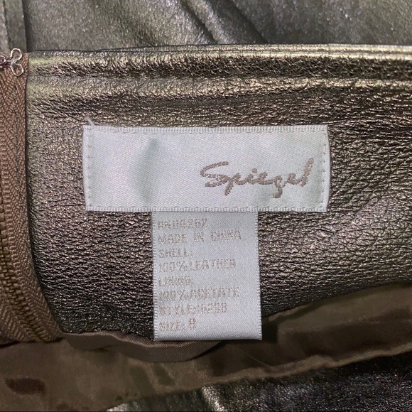 Vintage Spiegel Gold Leather Midi Pencil Size 8 - Picture 4 of 7